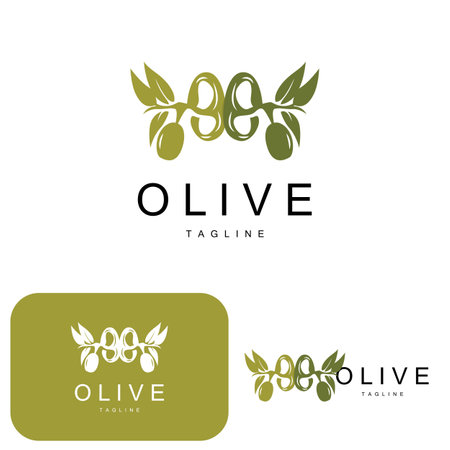 Olive Logo, Olive Oil Plant Vector, Natural Herbal Health Medicine Design, Illustration Template Iconのイラスト素材