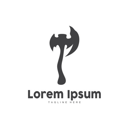 Axe Logo, Wood Cutting Tool Vector Icon, Silhouette Design, Retro Vintage Styleのイラスト素材