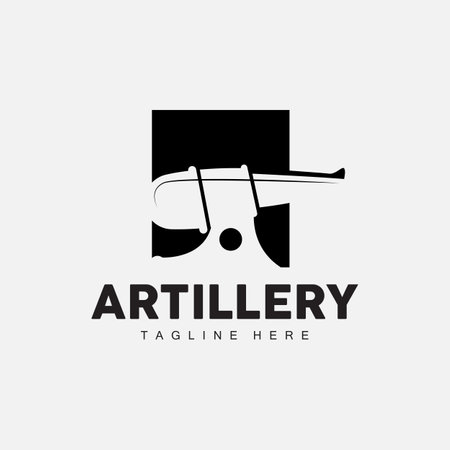 Cannon Logo, Vector War Weapon Army Altilery, Minimalist Vintage Icon Designのイラスト素材