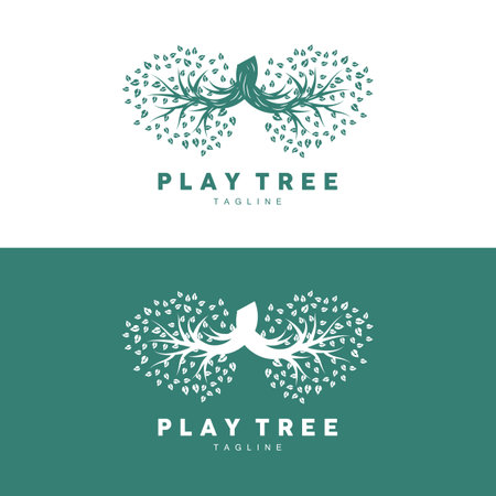 Tree Logo Design, Playground Vector, Education Tree Iconのイラスト素材