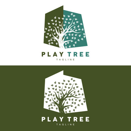 Tree Logo Design, Playground Vector, Education Tree Iconのイラスト素材