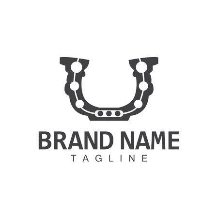 Horseshoe Logo, Cowboy Horse Vector, Icon Design Symbol Templateのイラスト素材