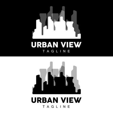 Skyline Logo, Simple Modern Design of Skyscrapers, Vector Cityscape Buildings, Icon Silhouette Illustrationのイラスト素材