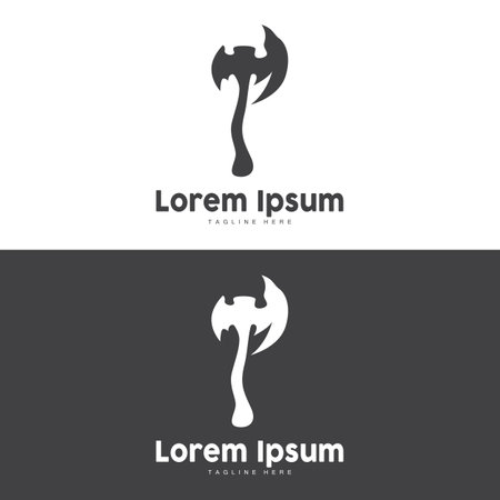 Axe Logo, Wood Cutting Tool Vector Icon, Silhouette Design, Retro Vintage Styleのイラスト素材