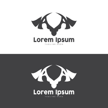 Axe Logo, Wood Cutting Tool Vector Icon, Silhouette Design, Retro Vintage Styleのイラスト素材