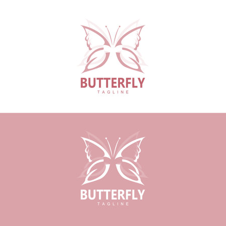 Butterfly Logo, Animal Design With Beautiful Wings, Decorative Animals, Product Brandsのイラスト素材