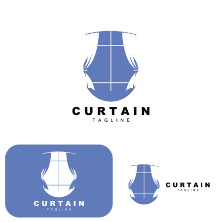 Home And Exhibition Curtain Logo Design, Building Decoration Vector Illustrationのイラスト素材