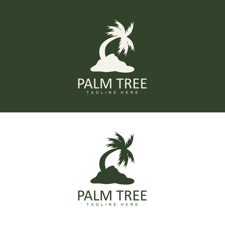 Coconut Tree Logo, Palm Tree Sunset Beach Vector, Elegant Minimalist Simple Design, Symbol Template Iconのイラスト素材