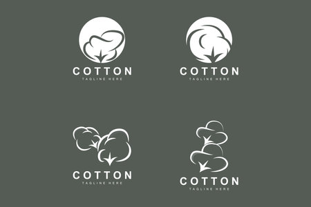 Cotton Logo, Soft Cotton Flower Design Vector Natural Organic Plants Apparel Materials And Beauty Textilesのイラスト素材