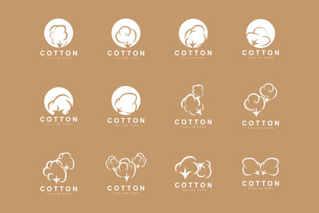 Cotton Logo, Soft Cotton Flower Design Vector Natural Organic Plants Apparel Materials And Beauty Textilesのイラスト素材