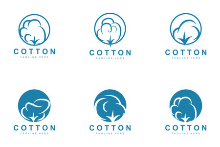 Cotton Logo, Soft Cotton Flower Design Vector Natural Organic Plants Apparel Materials And Beauty Textilesのイラスト素材