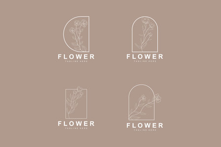 Floral Logo, Leaves And Flowers Botanical Garden Vector, Floral Design Of Lifeのイラスト素材