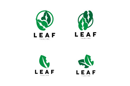 Green Leaf Logo, Ecology Natural Plant Vector, Nature Design, Illustration Template Iconのイラスト素材