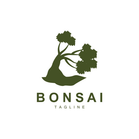 Bonsai Tree Logo. Simple Minimalist Silhouette Design, Plant Vector, Icon Illustration Elementのイラスト素材
