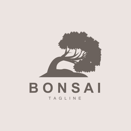 Bonsai Tree Logo. Simple Minimalist Silhouette Design, Plant Vector, Icon Illustration Elementのイラスト素材