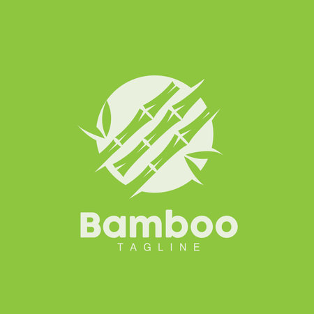 Bamboo Logo, Panda Food Green Plant Vector, Simple Minimalist Design, Illustration Element Templateのイラスト素材