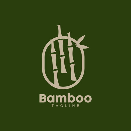 Bamboo Logo, Panda Food Green Plant Vector, Simple Minimalist Design, Illustration Element Templateのイラスト素材