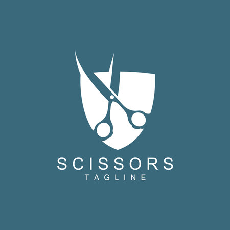 Scissors Logo, Shaver Vector, Simple Barber Shop Design, Icon, Background, Symbol, Templateのイラスト素材