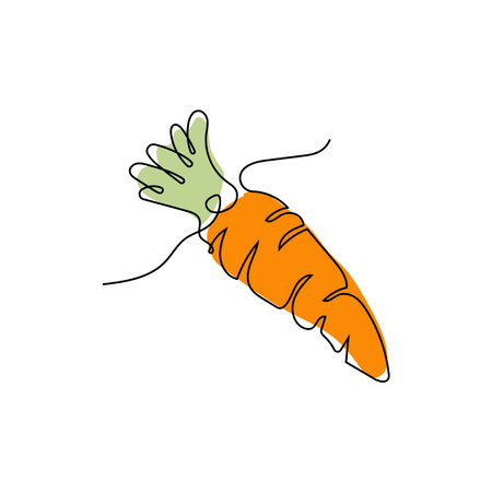 Carrot Logo, Vector Garden Farm Carrot Vegetables, Line Design, Template Illustrationのイラスト素材
