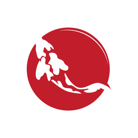 Koi Fish Logo Design, Chinese Lucky And Triumph Ornamental Fish Vector, Company Brand Gold Fish Iconのイラスト素材