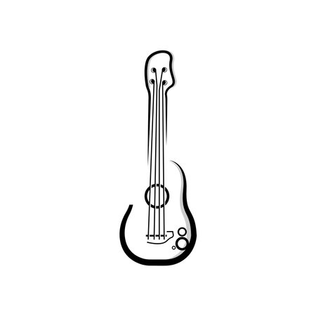Guitar Logo, Ukulele Musical instrument Vector, Simple Silhouette Designのイラスト素材