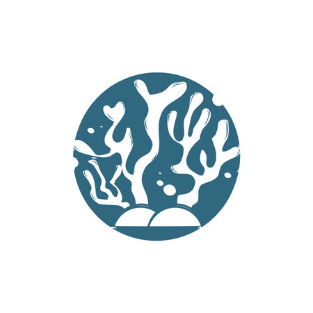 Seaweed Logo, Ocean Ornamental Plant Design, Marine Life Vector, Symbol Illustrationのイラスト素材