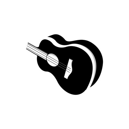 Guitar Logo, Ukulele Musical instrument Vector, Simple Silhouette Designのイラスト素材
