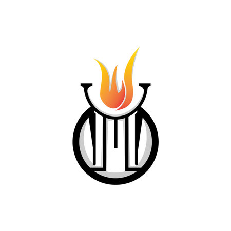 Torch Logo, Fire Design, Letter Logo, Product Brand Iconのイラスト素材