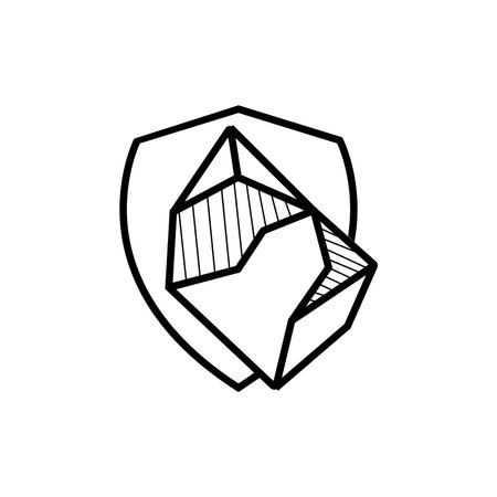 Stone Logo, Natural Stone Abstract, Outline Design, Vector Luxury Vintage Emerald Gemstone Jewelryのイラスト素材