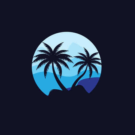 Coconut Tree Logo Design, Beach Plant Vector, Palm Tree Summer, Illustration Templateのイラスト素材