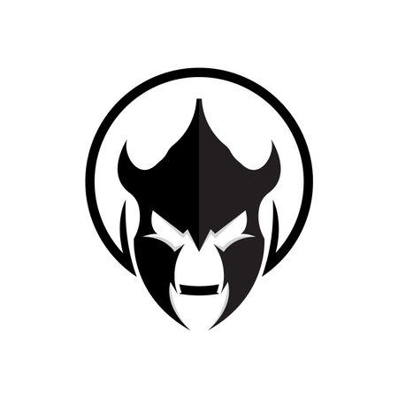Spartan Logo Design, Vector VIking Guardian Fighter, Simple Greek Warrior Helmetのイラスト素材