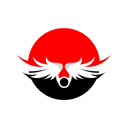 Wing Logo Design, Vector Eagle Falcon Wings, Beauty Flying Bird, Illustration Symbolのイラスト素材