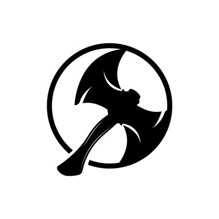 Axe Logo Design, Lumberjack Carpentry Wood Cutting Tool label, badgeのイラスト素材