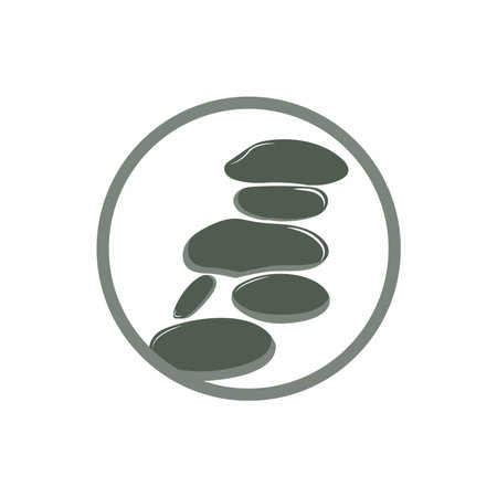 Stone Logo, Vector Zen Meditation Stone Balance Tranquility, Yoga Minimalist Simple Design, Silhouette Illustrationのイラスト素材