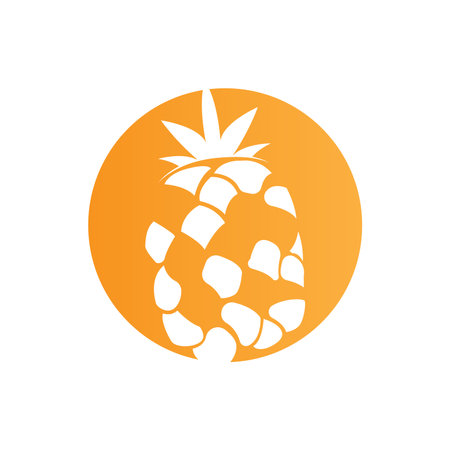 Pineapple Logo Design, Fresh Fruit Vector, Plantation Illustration, Fruit Product Brand Labelのイラスト素材