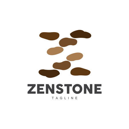 Stone Logo, Vector Zen Meditation Stone Balance Tranquility, Yoga Minimalist Simple Design, Silhouette Illustrationのイラスト素材