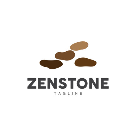 Stone Logo, Vector Zen Meditation Stone Balance Tranquility, Yoga Minimalist Simple Design, Silhouette Illustrationのイラスト素材