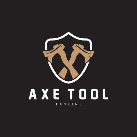 Axe Logo, Wood Cutting Tool, Lumberjack Vector, Simple Minimalist Design, Symbol Templateのイラスト素材