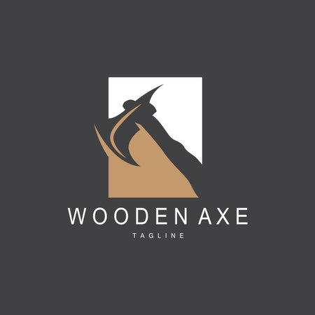 Axe Logo, Wood Cutting Tool, Lumberjack Vector, Simple Minimalist Design, Symbol Templateのイラスト素材