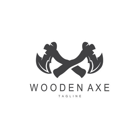 Axe Logo, Wood Cutting Tool, Lumberjack Vector, Simple Minimalist Design, Symbol Templateのイラスト素材