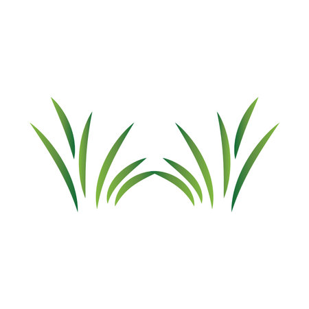 Green Grass Logo Design, Farm Landscape Illustration, Natural Scenery Vectorのイラスト素材