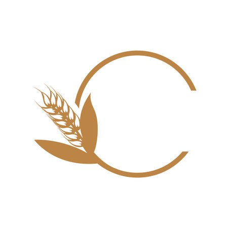 Wheat Logo, Simple Farmer Garden Design, Vector Template Silhouette Illustrationのイラスト素材