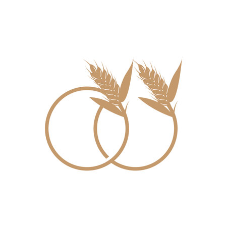 Wheat Logo, Simple Farmer Garden Design, Vector Template Silhouette Illustrationのイラスト素材