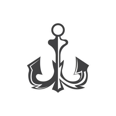 Simple Ship Anchor Logo Design, Silhouette Vector Illustration