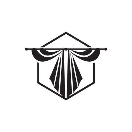 Home And Exhibition Curtain Logo Design, Building Decoration Vector Illustrationのイラスト素材