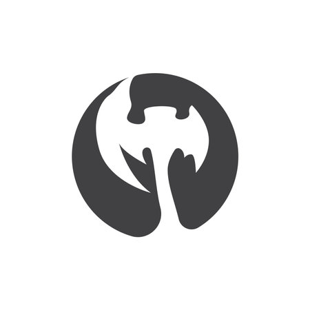 Axe Logo, Wood Cutting Tool, Lumberjack Vector, Simple Minimalist Design, Symbol Templateのイラスト素材
