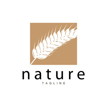 Rice Logo, Farm Wheat Logo Design, Vector Symbol Icon Graphic Illustrationのイラスト素材