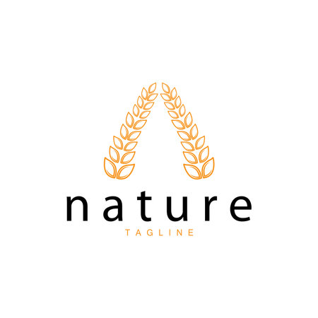 Rice Logo, Farm Wheat Logo Design, Vector Symbol Icon Graphic Illustrationのイラスト素材