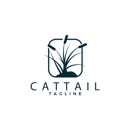 Cattail Logo Design Vector Simple Illustration Symbol Templateのイラスト素材