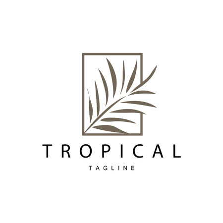 Palm Leaf Logo, Green Plant Design Vector Illustration Templateのイラスト素材